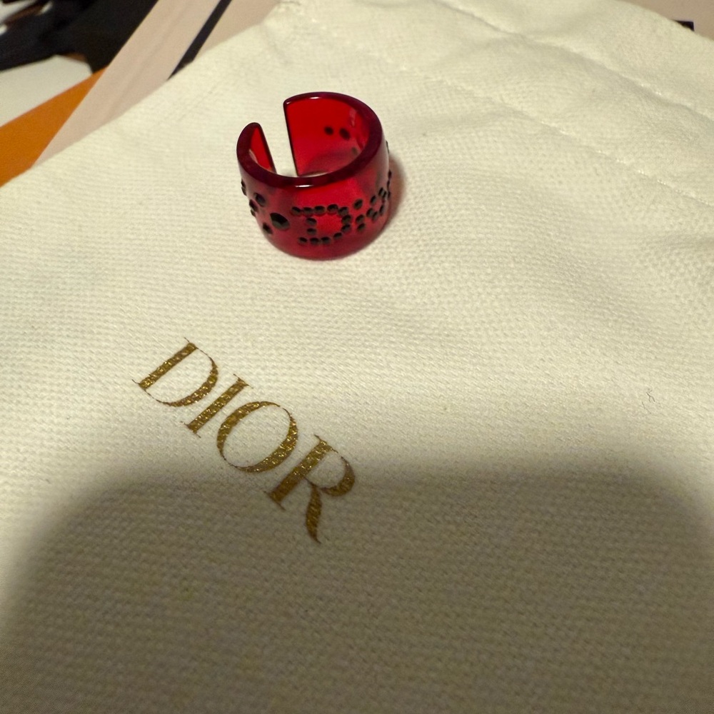Christian Dior logo ring clear ring